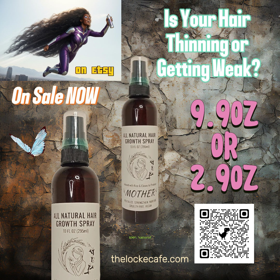 Cafe' Lockes -All Natural Growth Spray 10 FL OZ 295ml Cruelty Free Vegan